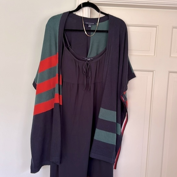 RUGBY Tommy Hilfiger Knit Cape Stripes Arm Holes 32” Length - Picture 4 of 13